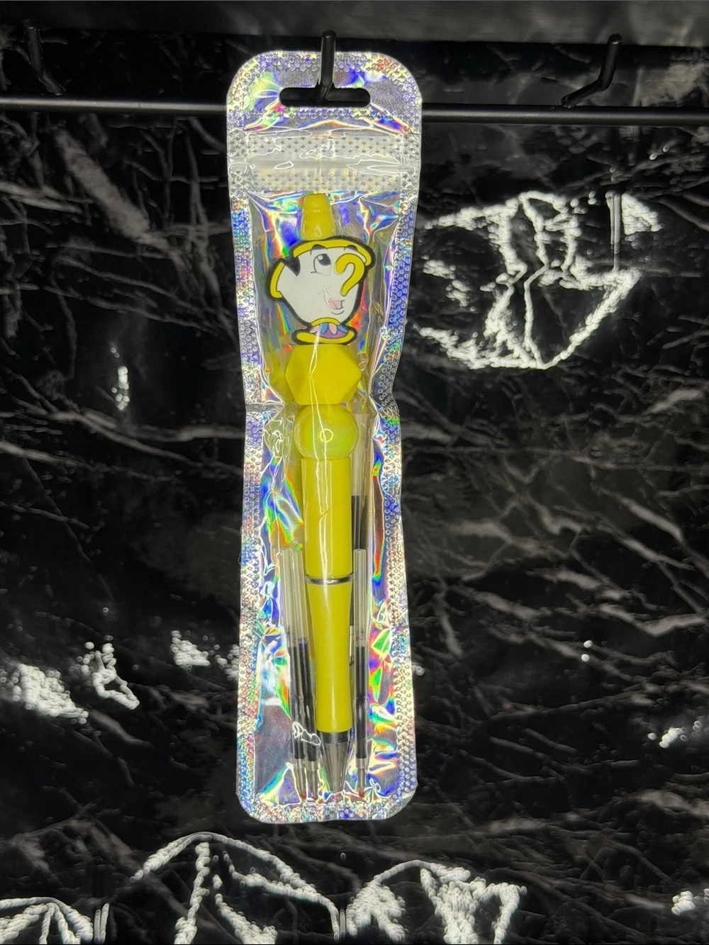 Chip from Beauty & the Beast Focal Bead Pen Blue & Black Ink